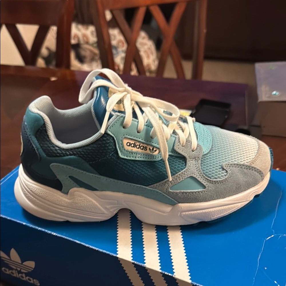 Adidas Teal and Gray Sneakers